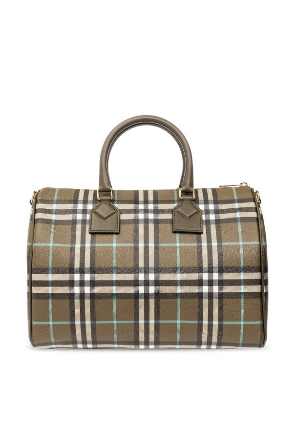 【送料&関税込】Burberry bowling Check Medium Size Hand Bag Medium Check Bowling Bag in Dark birch brown - Women